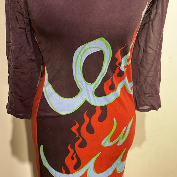 ILLIG 100% silk dress size large purple orange blue - Picture 4 of 6